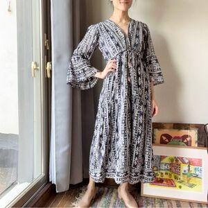 Bell by Alicia Bell flared sleeve midi dress (navy blue)